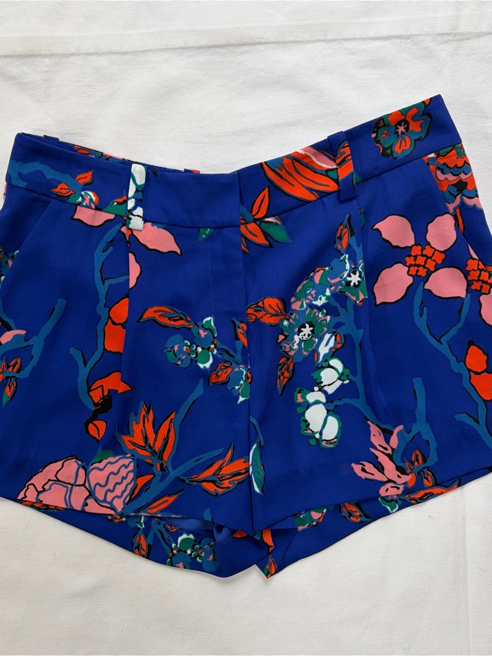 Diane Von Furstenberg Floral Blue Shorts Size 6